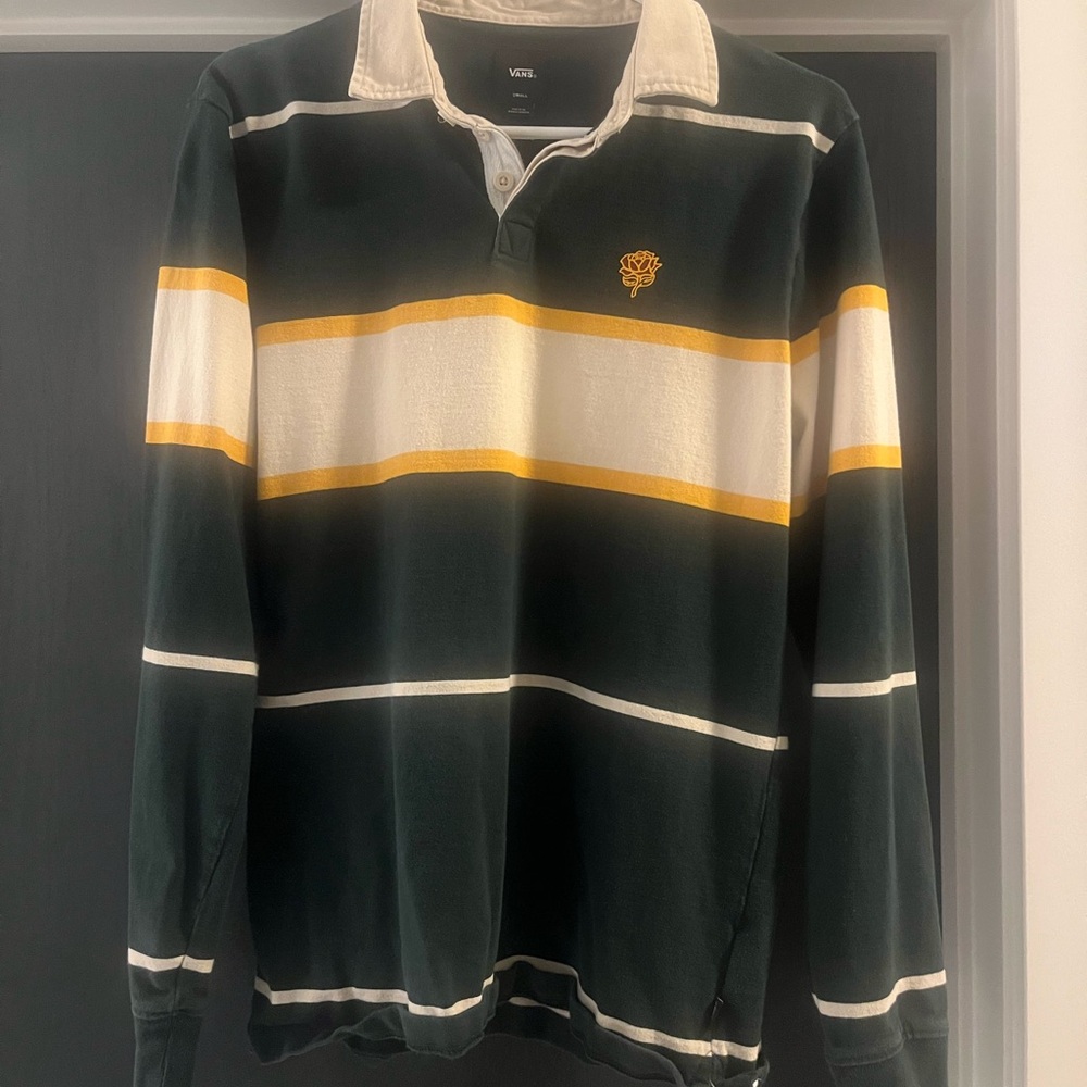 Vans Green Striped Men's Rugby Shirt